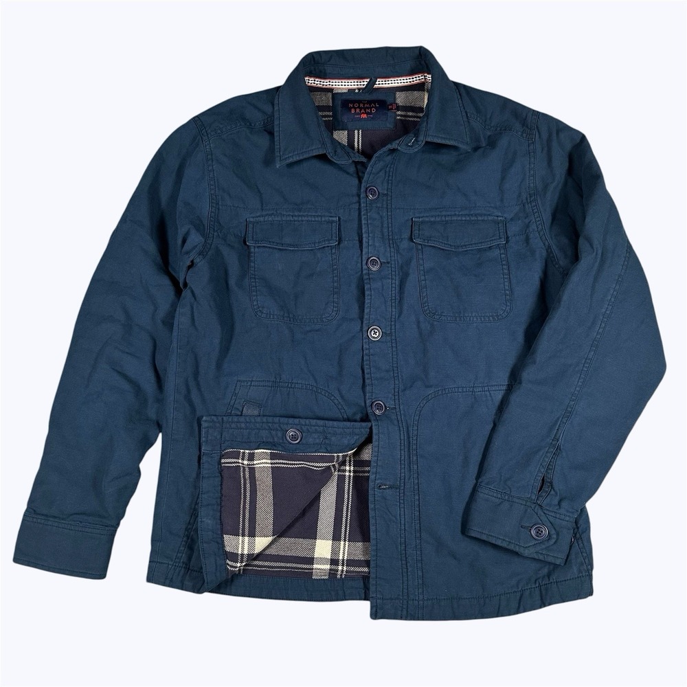 The Normal Brand Shirt Jacket Overshirt Shacket Work Flannel Lined Blue Sz M